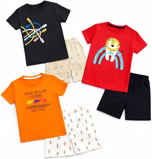 EIO T-shirt and Short Set for Baby Boys Printed Half Sleeves Clothing Set for Kids Comobs