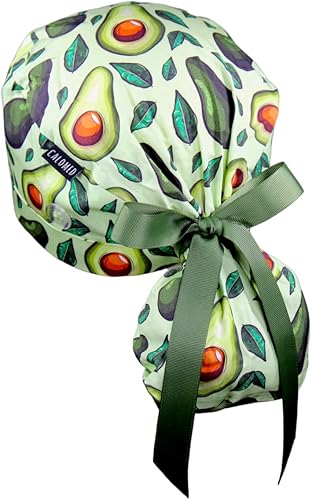 Gorra médica para mujeres y hombres, gorro de cola de caballo, sombrero de trabajo, cubierta de cabeza con lazos y botones, pelo largo
