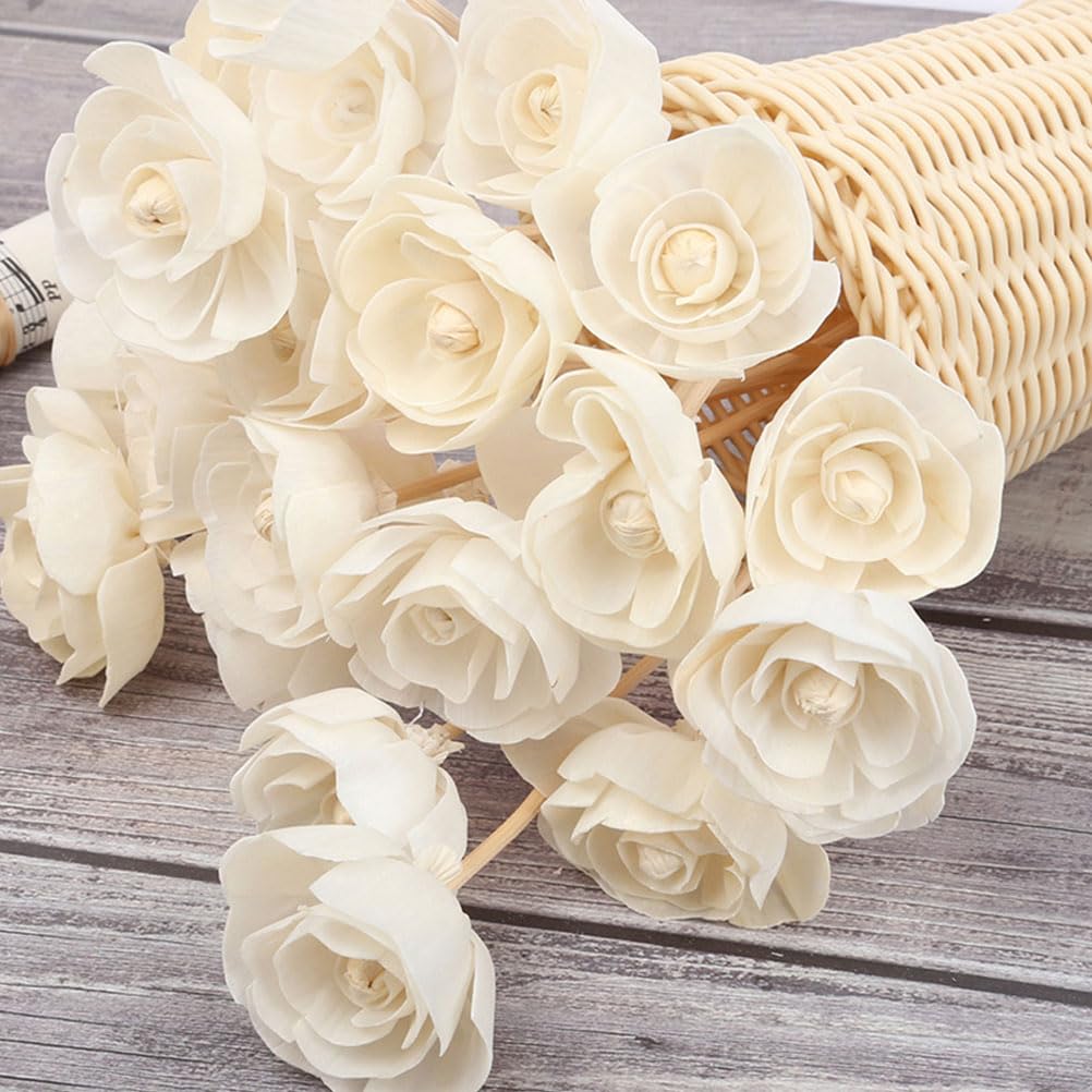 TOPBATHY 16 Bastoncini Diffusore A Forma Di Fiore In Rattan Naturale - Ricambio Per Oli Essenziali, Profumatori Ambiente - 2