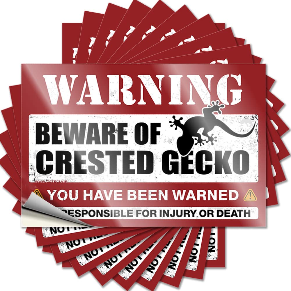 Prank Stickers for Adults Beware of Crested Gecko Funny Sticker 10 Pcs Car Window Stickers Girl Car Stickers (Size : 6X9CM)