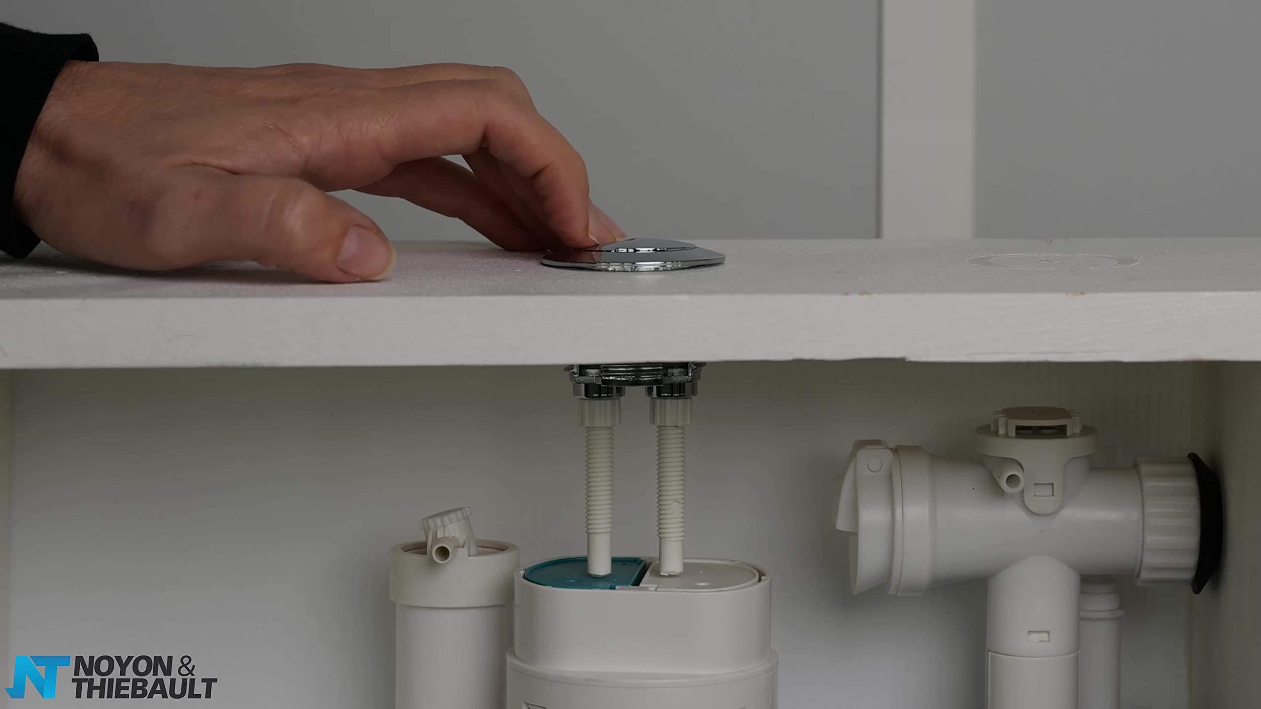 Conjunto de Cisterna con Válvula de Flotador + Mecanismo de Inodoro con Botón Pulsador 3/6 L | Sistema Completo de Doble Descarga | Fácil Instalación | NOYON & THIEBAULT