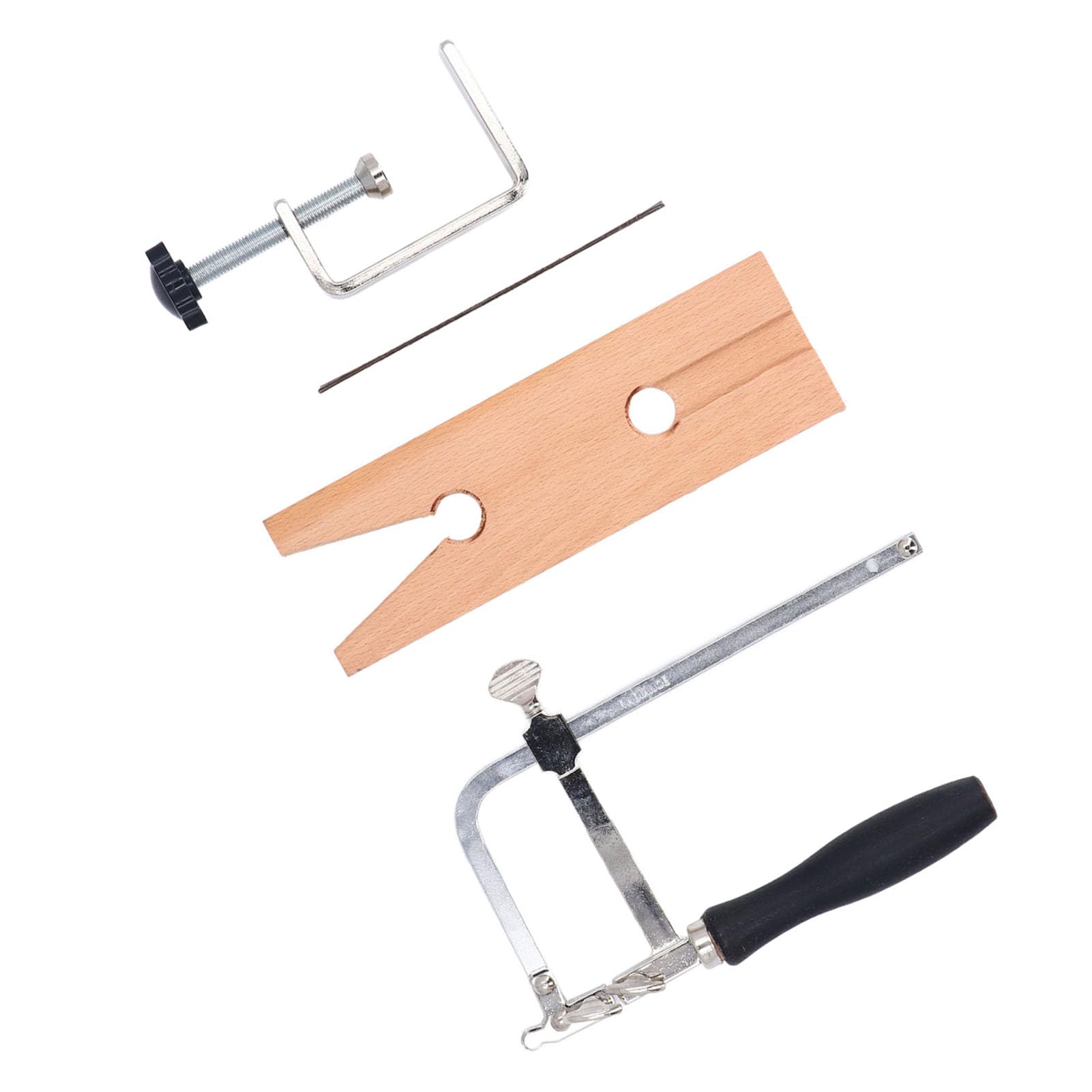 Kit de Corte de Joyería 3 en 1, Marco de Sierra Ajustable con Abrazadera de Ranura en V, Juego de 12 Cuchillas para Hacer Joyas con Abrazadera de Pasador de Madera, Herramientas