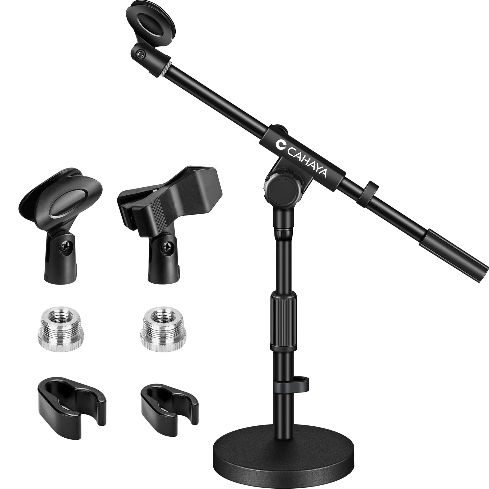 CAHAYA Desktop Microphone Stand: with 2 type clips 3/8" to 5/8" Metal Screw Adapter Space-saving CY0360, 1 unit