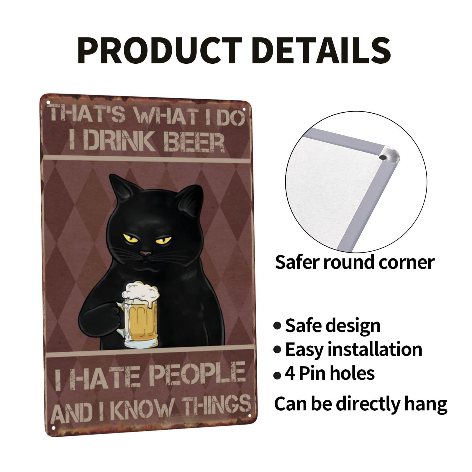 Targa In Metallo Retrò Con Gatto Nero – Remember To Wipe – 20x30 Cm – Decorazione Umoristica Per Casa, Cucina, Bar, Pub