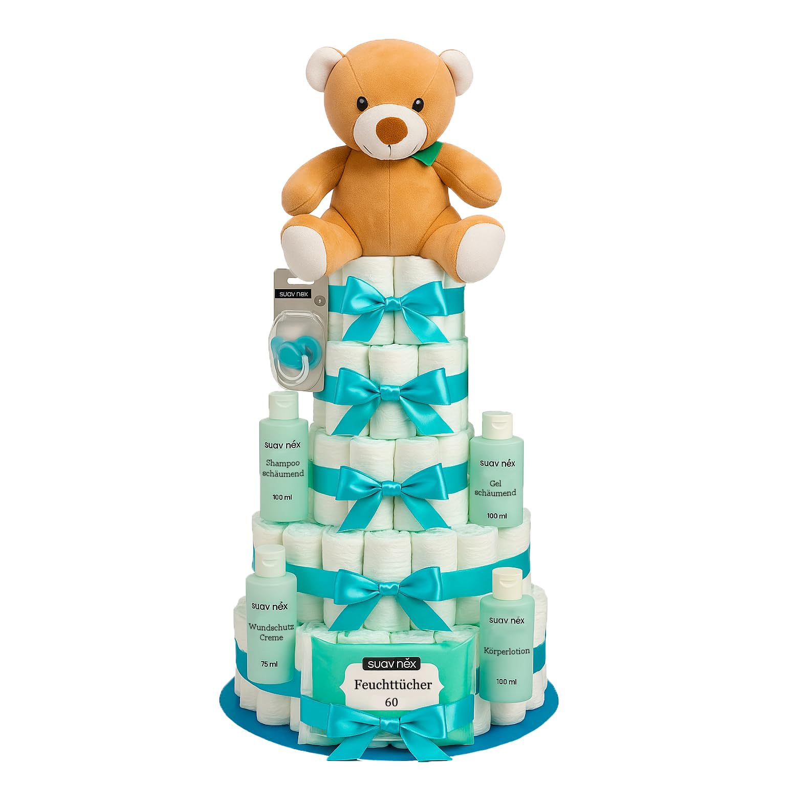 Windeltorte Junge und Mädchen XXL Geschenk zur Geburt Baby Erstausstattung