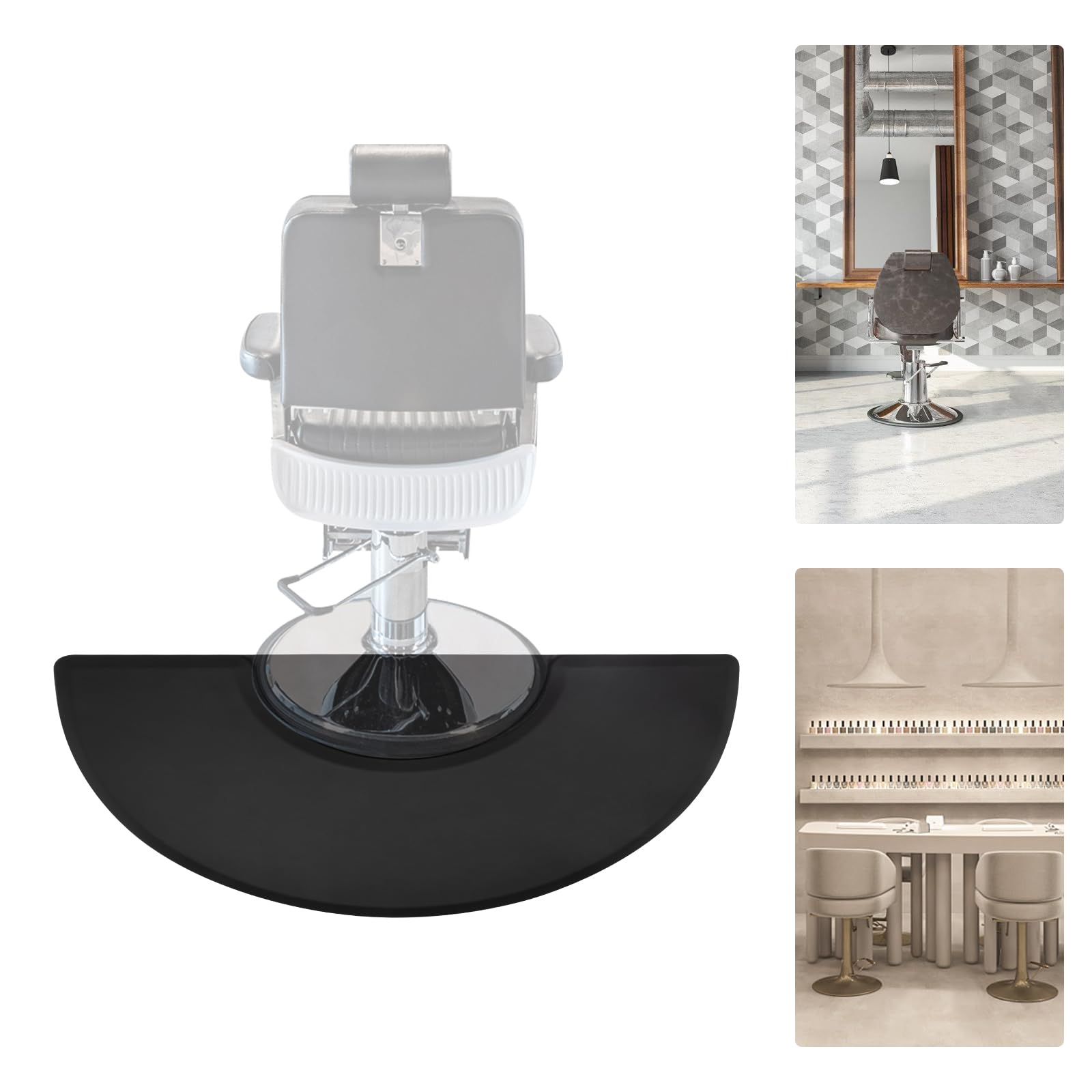 Alfombra de salón, antifatiga, alfombrilla de peluquería, esterilla de poliuretano impermeable antideslizante semicircular, diseño de 18 mm, peluquería y actividades para el cabello, adecuada para