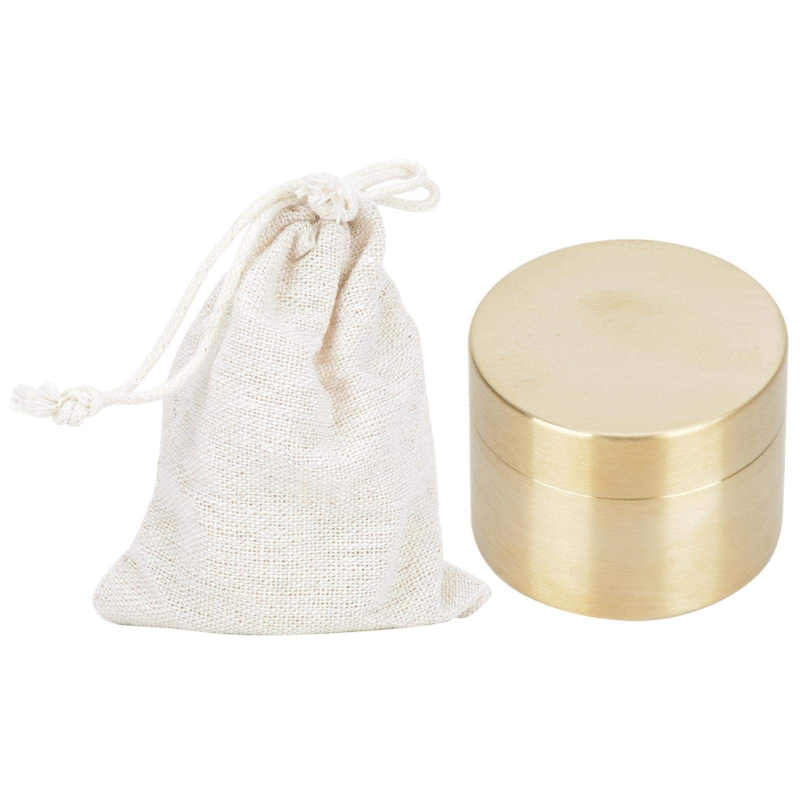 Niiyen Brass Mini Pill Container, Pure Copper Outdoor Waterproof Box, Round Brass Paperweight Metal Jewelry Storage Box, Sealed, Dustproof and Moisture-Proof Brass Box