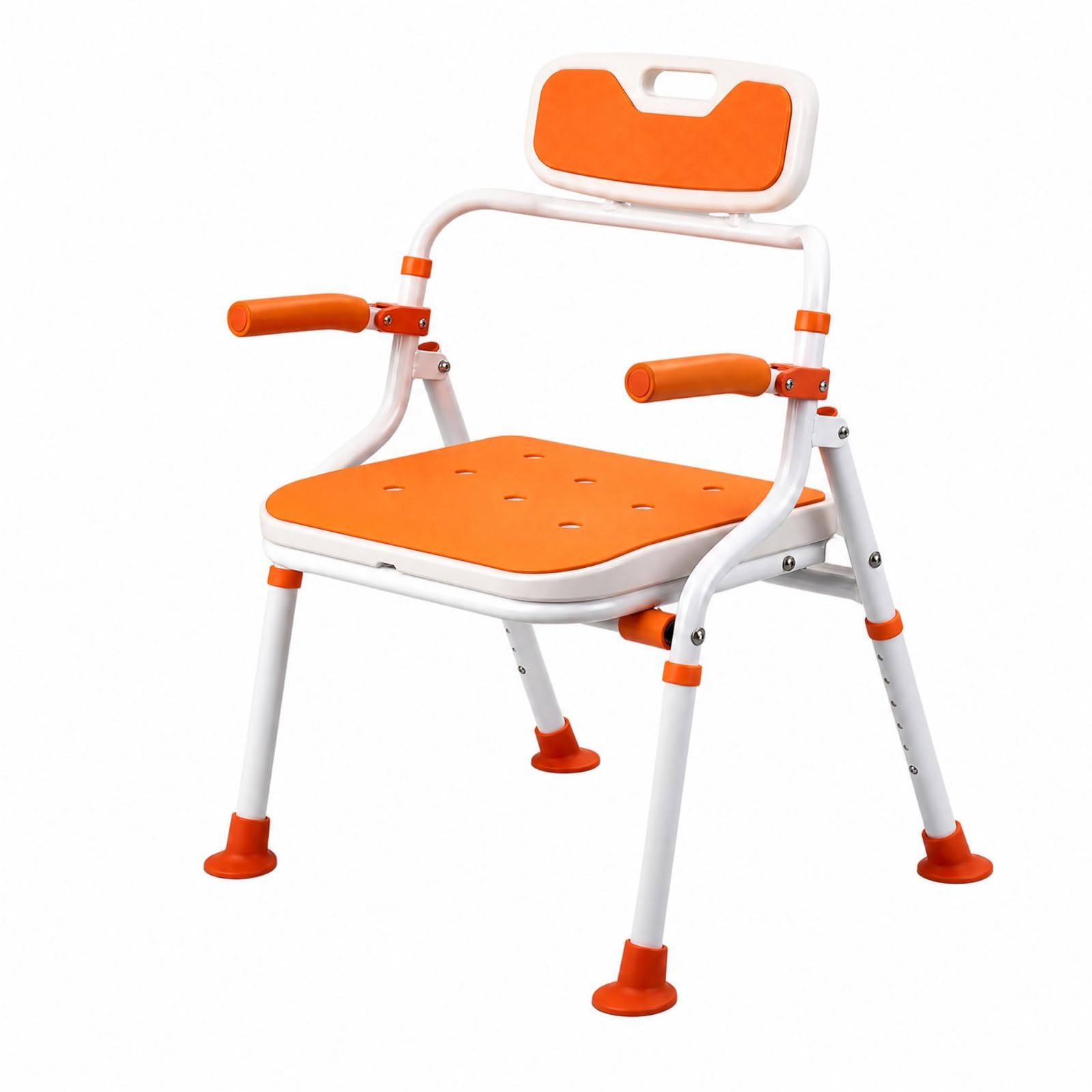 harayaa Silla Ducha con Reposabrazos Abatibles Resistente Silla Ducha Plegable Higiénico para Uarios Mayores, Respaldo