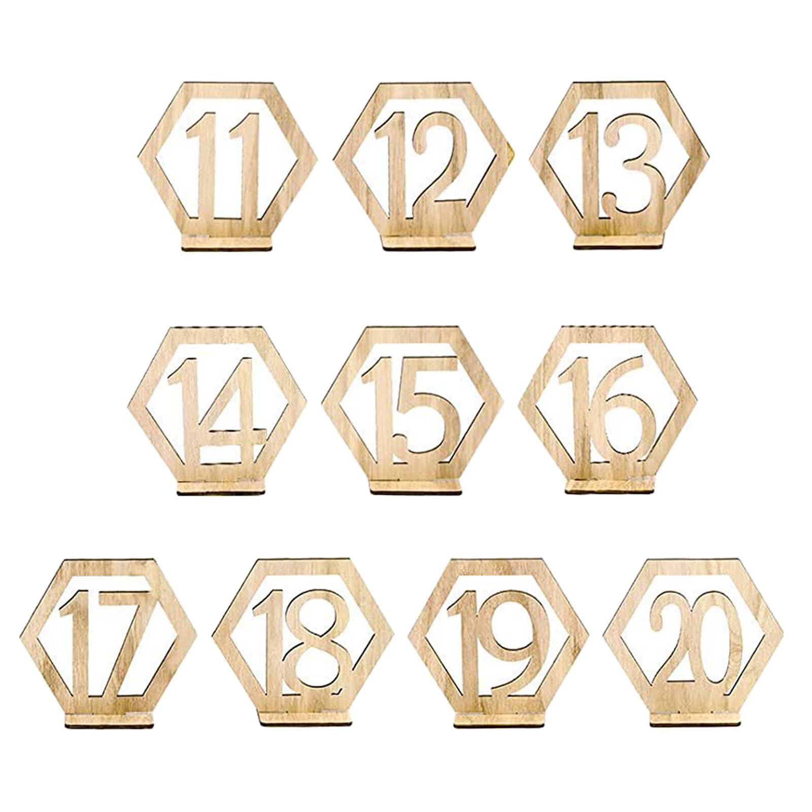 Elnwnnkc B 10Pcs / Set Hexagon Wood Table Number Sign Table Decoration Supplies Dormitory Party Supplies Clu Number