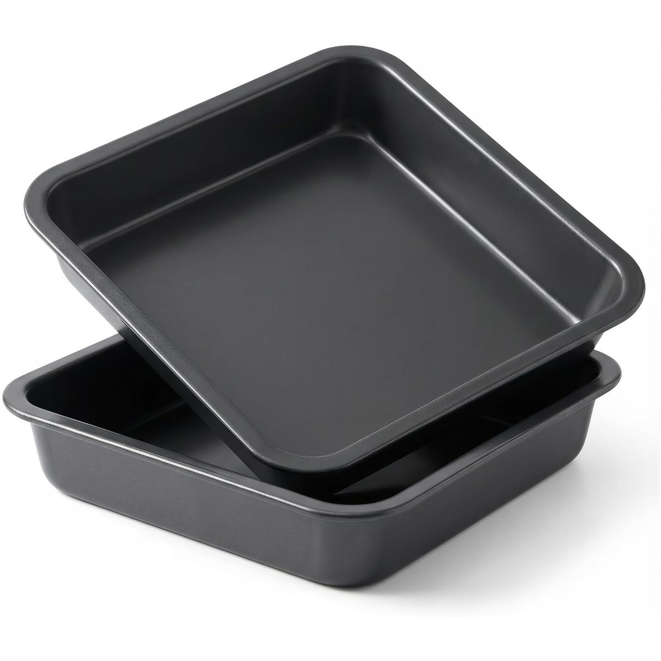Tsawntd Square Baking Pan, 2 Pack Non-stick Brownie Pans, Thickened Food-grade Carbon Steel Cake Pans For Brownies, Cakes & Breads, Black, 8.66x8.66 Inch Brownie Cake Pan