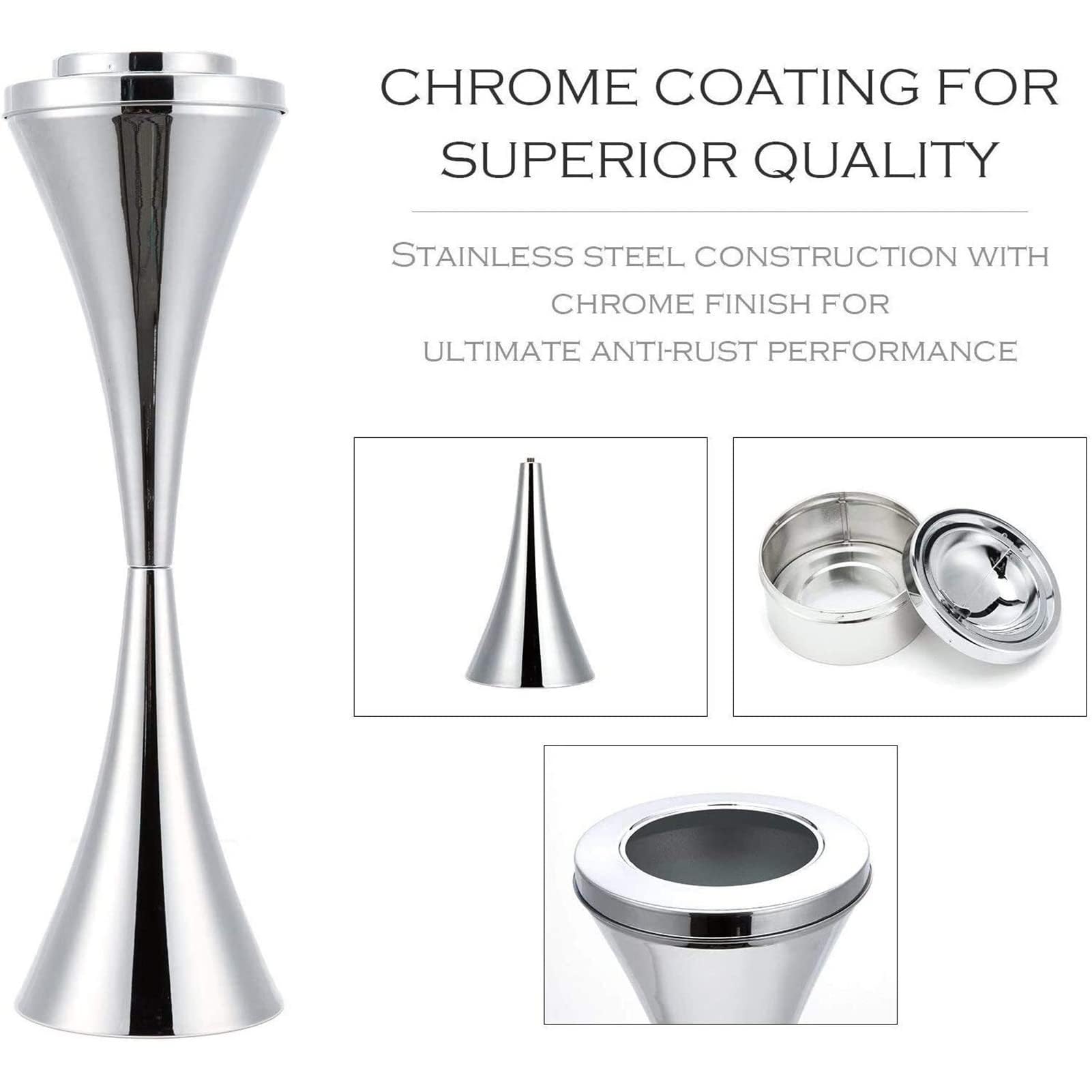 Posacenere da esterno in acciaio inox per sigarette, design antivento, per interni ed esterni, creativo da uomo, con coperchio, perfetto per casa e ufficio
