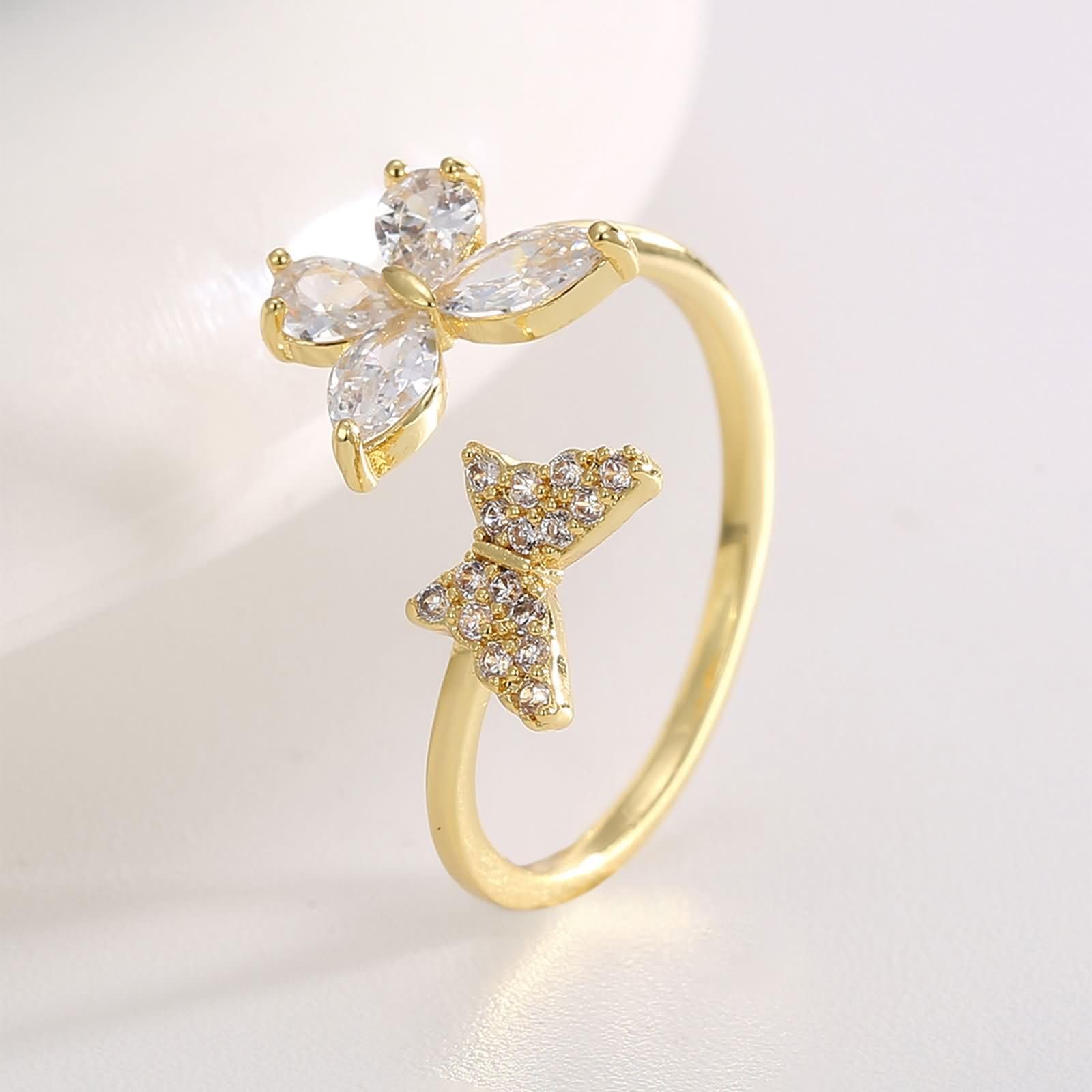 Anelli Donna Anniversario Farfalla con Moissanite, Anelli di Oro Donna 9K/14K/18K, Oro