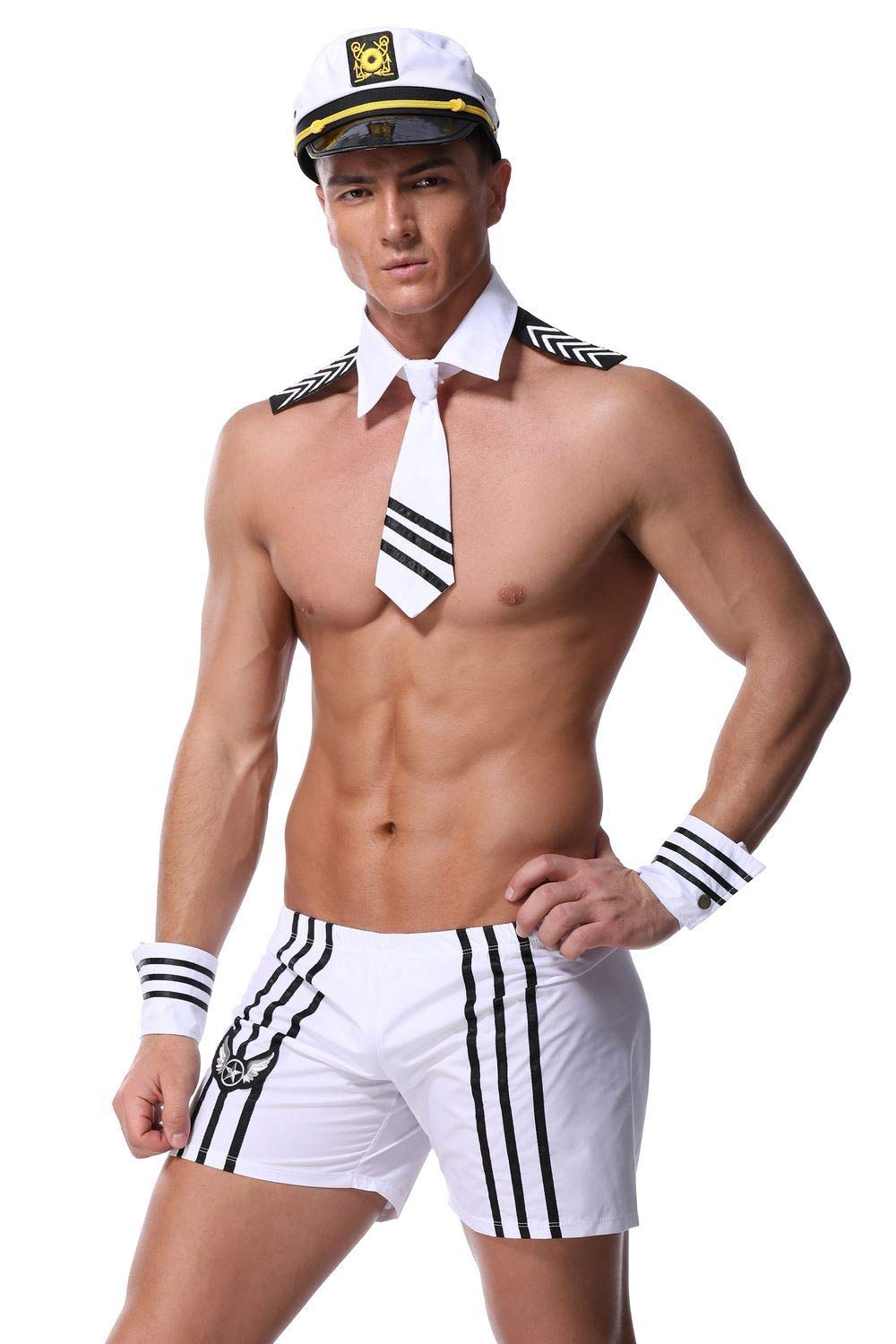 VENI MASEE Męski kostium marynarza marynarza na imprezę, cosplay, do odgrywania ról, bielizna (1 zestaw)