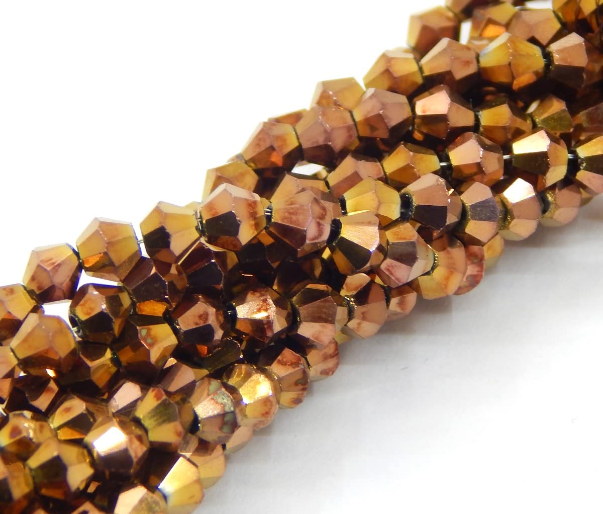 Perlin 90stk Böhmische Kristallperlen 4mm Doppelkegel Tschechische Perlen Glasschliffperlen Glasperlen, Bicone Beads (Bronze Metallic)