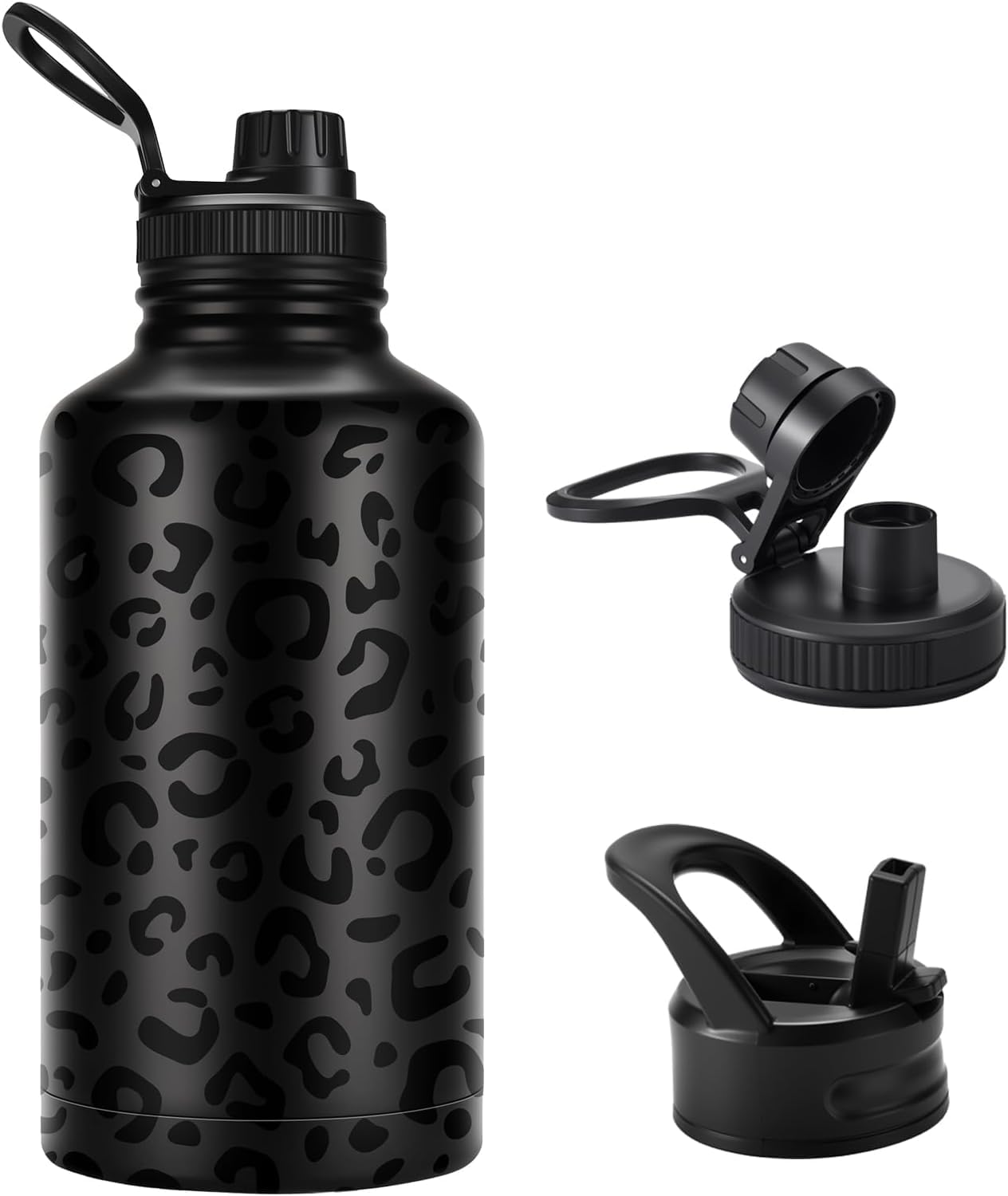 FOLA 2 Litre Water Bottle Stainless Steel Water Bottle,Dishwasher Safe Water Bottle,Gym Bottles for Men Metal Drinking Flask,for Outdoor, Hiking, Riding, and Gift Giving (Leopard)