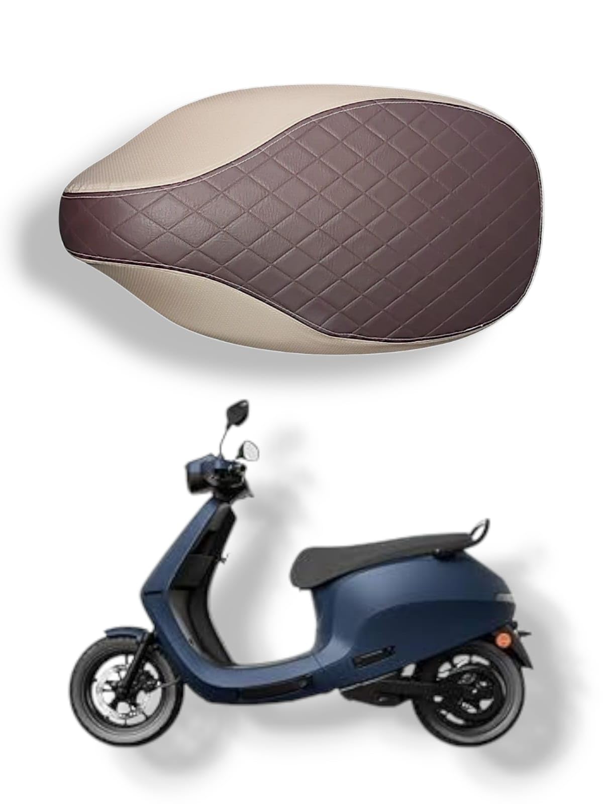 Compatible with Ola Electric S1 Gen 1 and Gen 2 Models Cushion Seat Cover PU Leather Quilted Design, Waterproof, Removable & Washable Seat Cover