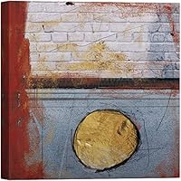 SIGNWIN Canvas Wall Art Yellow Circle and Red Color Block on White Bricks and Concrete Abstract Texture Art Modern Art Industrial Urban Multicolor for Living Room, Bedroom, Office - 12x12 inches