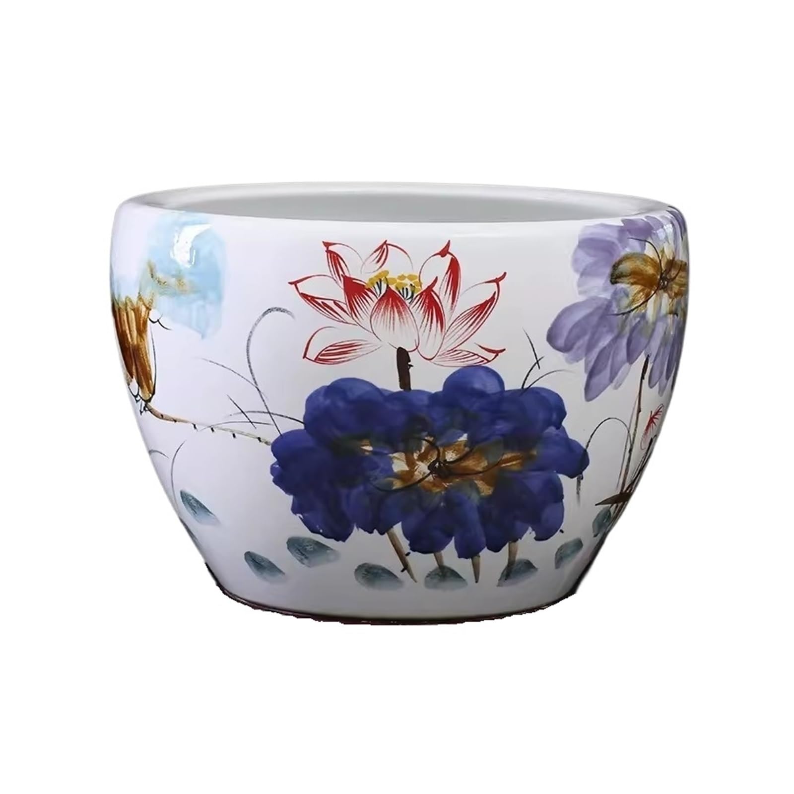 Aquarium Aquarium en céramique avec Finition Lotus Blanche Feng Shui(40x40x25cm)