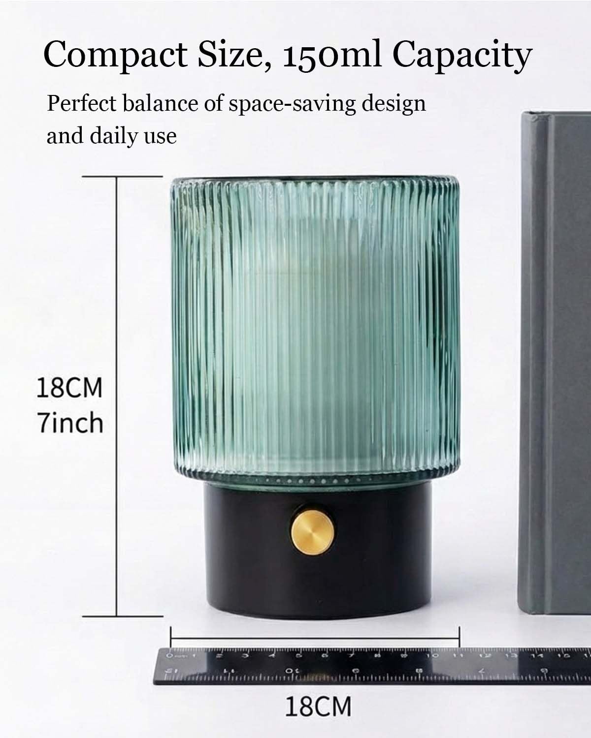 MULIN Diffuseur Huiles Essentielles en Verre Fait Main 100ML, Diffuseur Ultrasonique Silencieux avec Lumière LED, Humidificateur d’Air et Diffuseur Parfum Maison pour Chambre, Bureau, Yoga