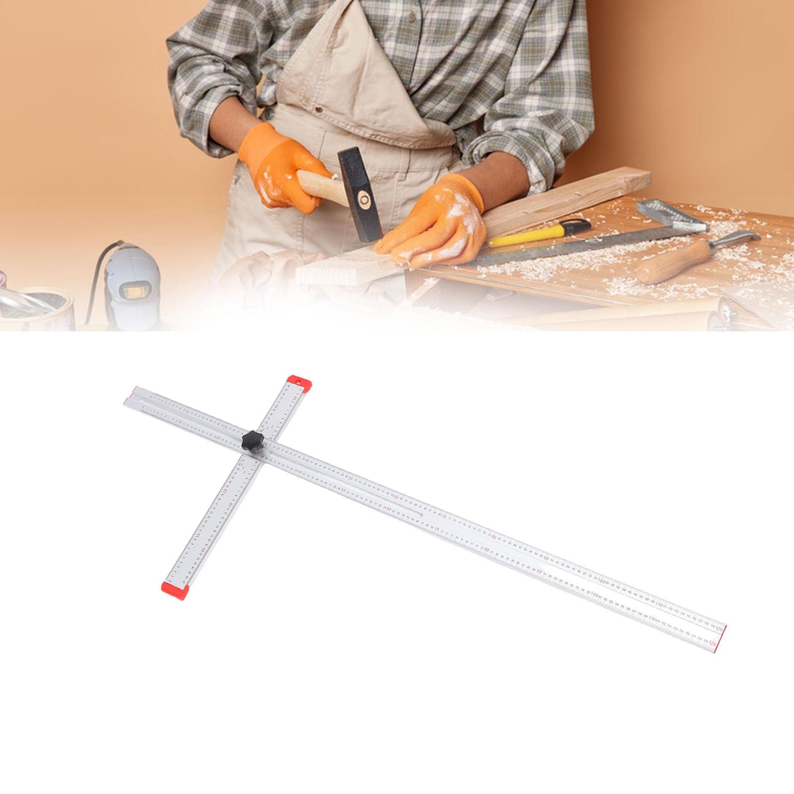 Asixxsix Squadra a T per Cartongesso, Lunghezza Regolabile d a 120 Cm e Angolo d a 0 a 90 Gradi, Righello di Misurazione e Marcatura in Lega di Alluminio con Scala a 2 Vie