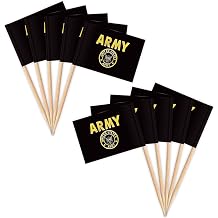 ZXvZYT USA Gold Crest Toothpick Flags,Small Mini Gold Crest Cupcake Toppers Stick flags - US Military Party Cocktail Fruit Decoration100 Pcs