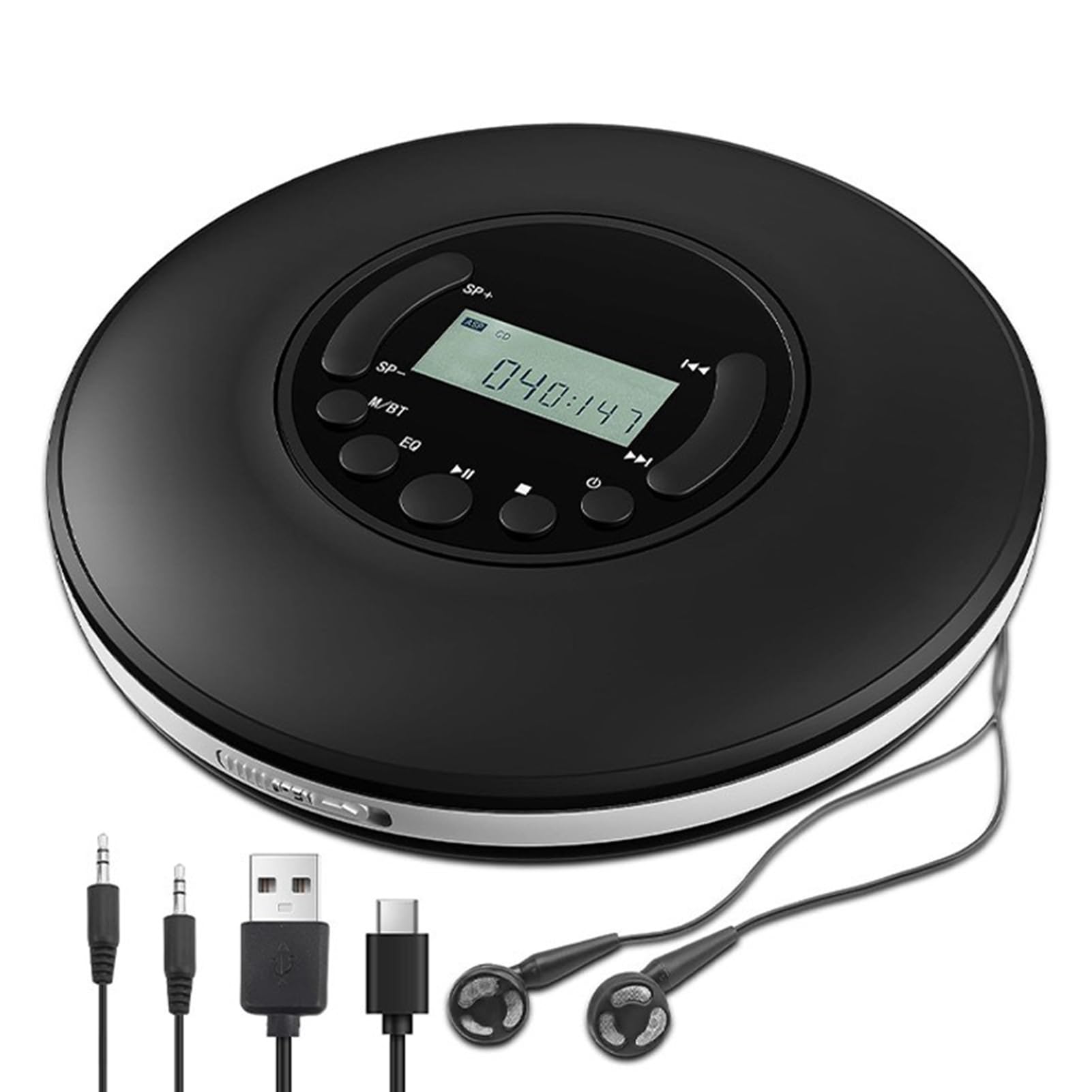 Dioche Lettore CD Portatile con Display LCD - Lettore Musicale MP3 con Funzione di Ripetizione AB, Effetti Sonori EQ e compatibilità con Altoparlanti Esterni, Design Compatto Bianco/ (BLACK)