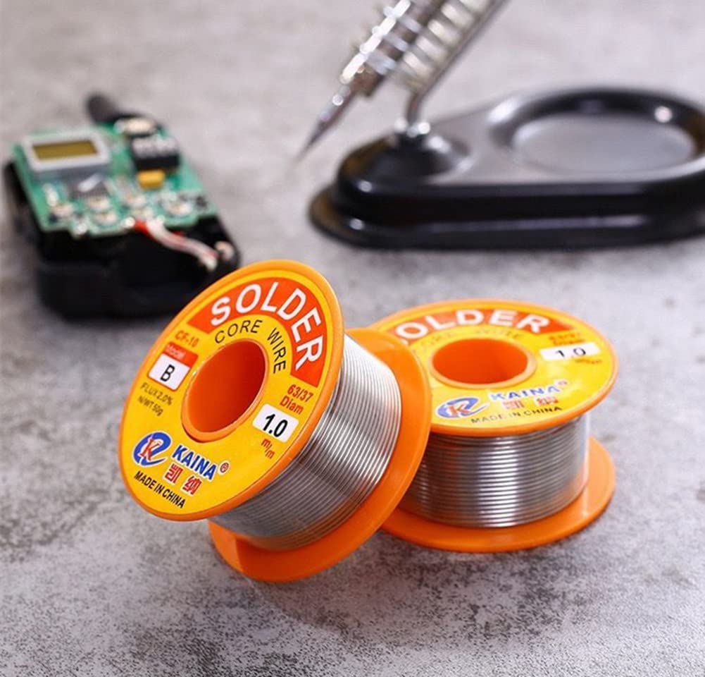 Filo per saldatura con nucleo in colofonia 63/37, 0,8mm, 50g, 2,0% di flusso set di fili per saldatura per il fai da te elettronico (confezione da 4)
