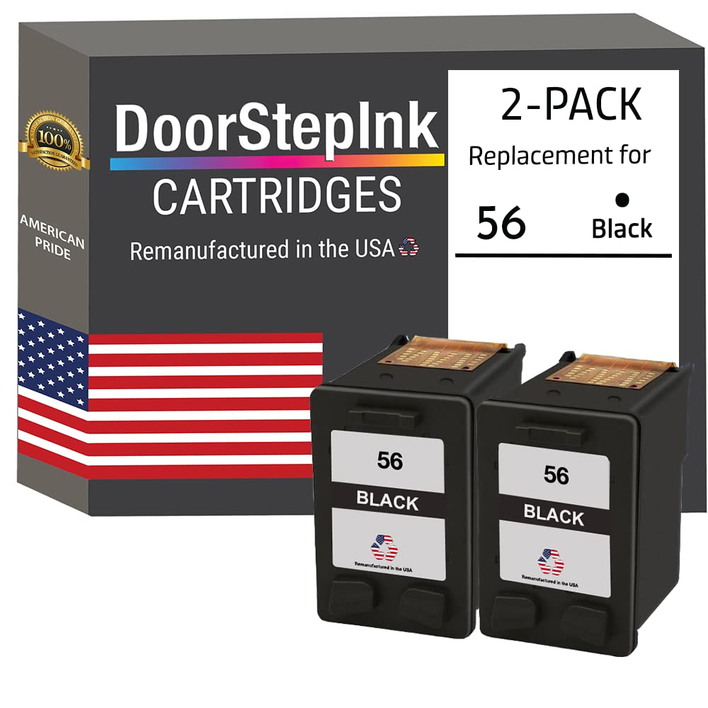 DoorStepInk 56 Black Remanufactured Ink Cartridge Replacement for HP 56 (C6656A) - Compatible with DeskJet 450/5150/5550/5650 OfficeJet 4110 4215 -