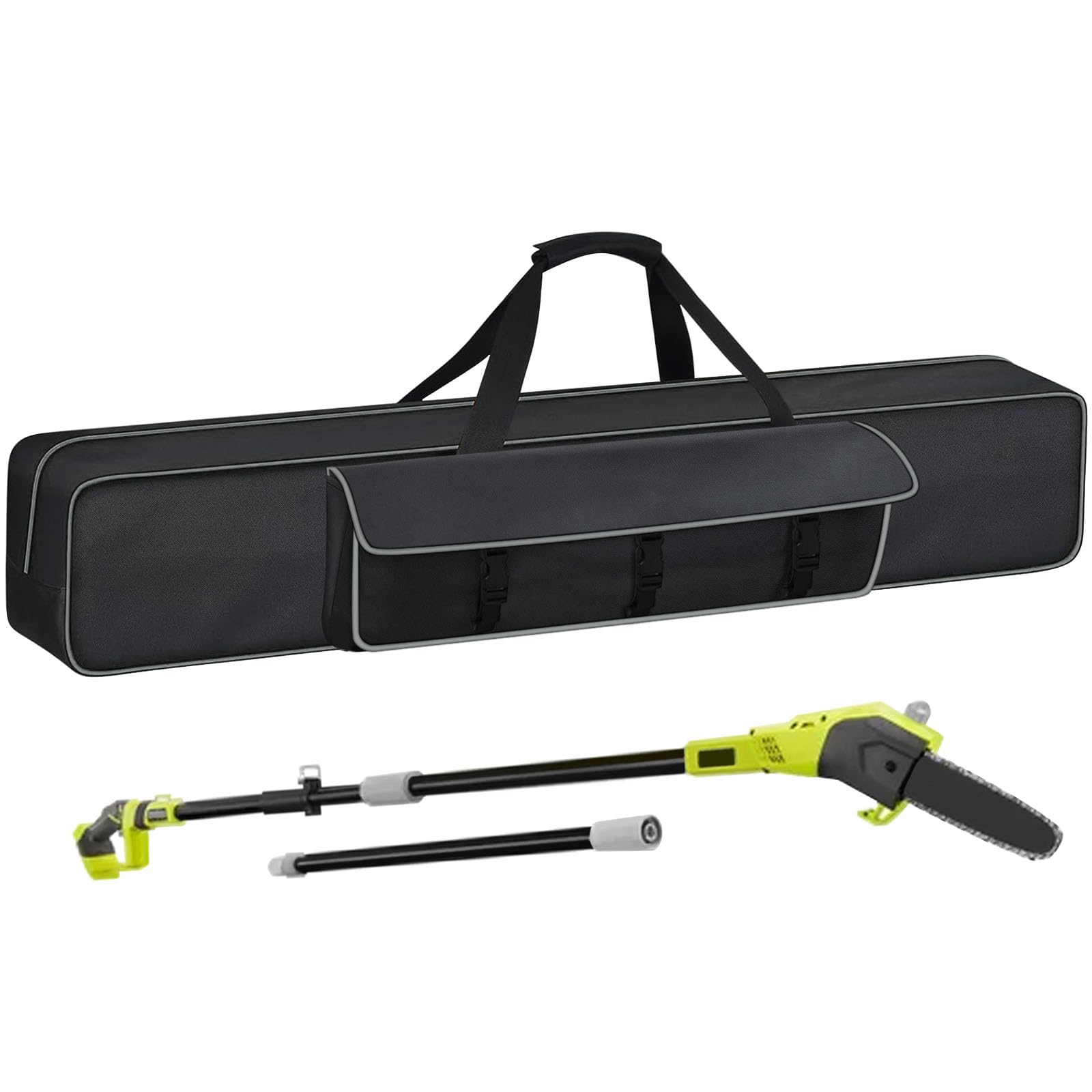 Pole Saw Bag Suitable for Dewalt/Worx/Greenworks/EGO Power+/Black+Decker Electric Telescoping Chainsaw, Pole Saw Storage Case with Front &amp; Back Pockets for Extension Tree Trimmer Attachment