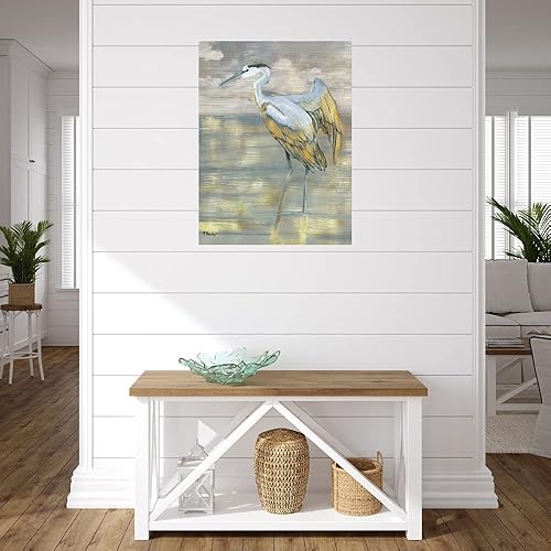 Miniatura 3 de Fine Art Canvas Lienzo decorativo de pared de garza azul dorado por el artista Paul Brent para sala de estar, dormitorio, baño, cocina, oficina,
