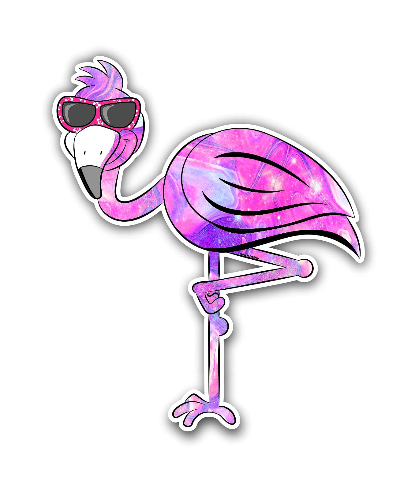 Vinyl Junkie Graphics Flamingo Pink Galaxy Sticker Cool Funny Decals Cool Funny Decoration for Laptop Water Bottles Luggage Computer Cellphone