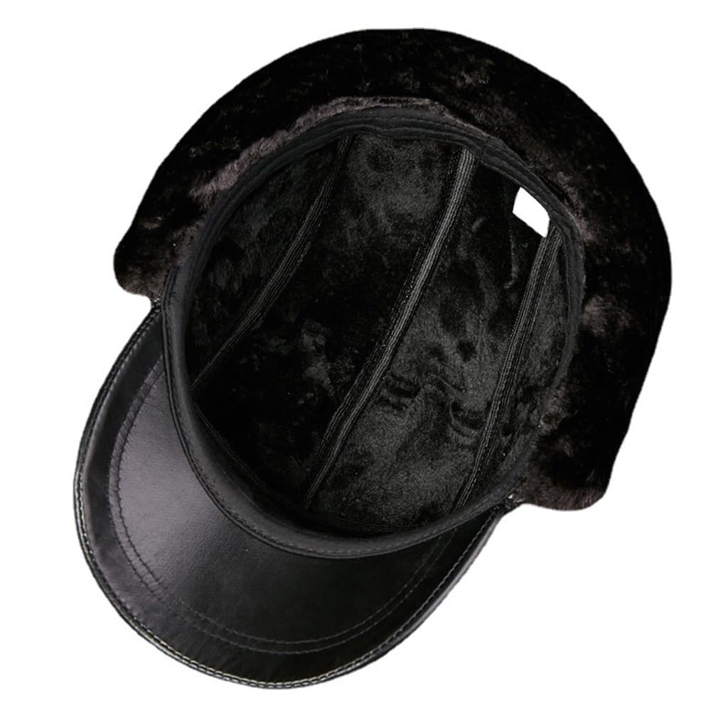 Gorro de Invierno para Hombre, Grueso, cálido, para Exteriores, con protección auditiva, de algodón, Gorro de Cuero (D 7 1/4), D-7 1/4 (D 7 1/4)