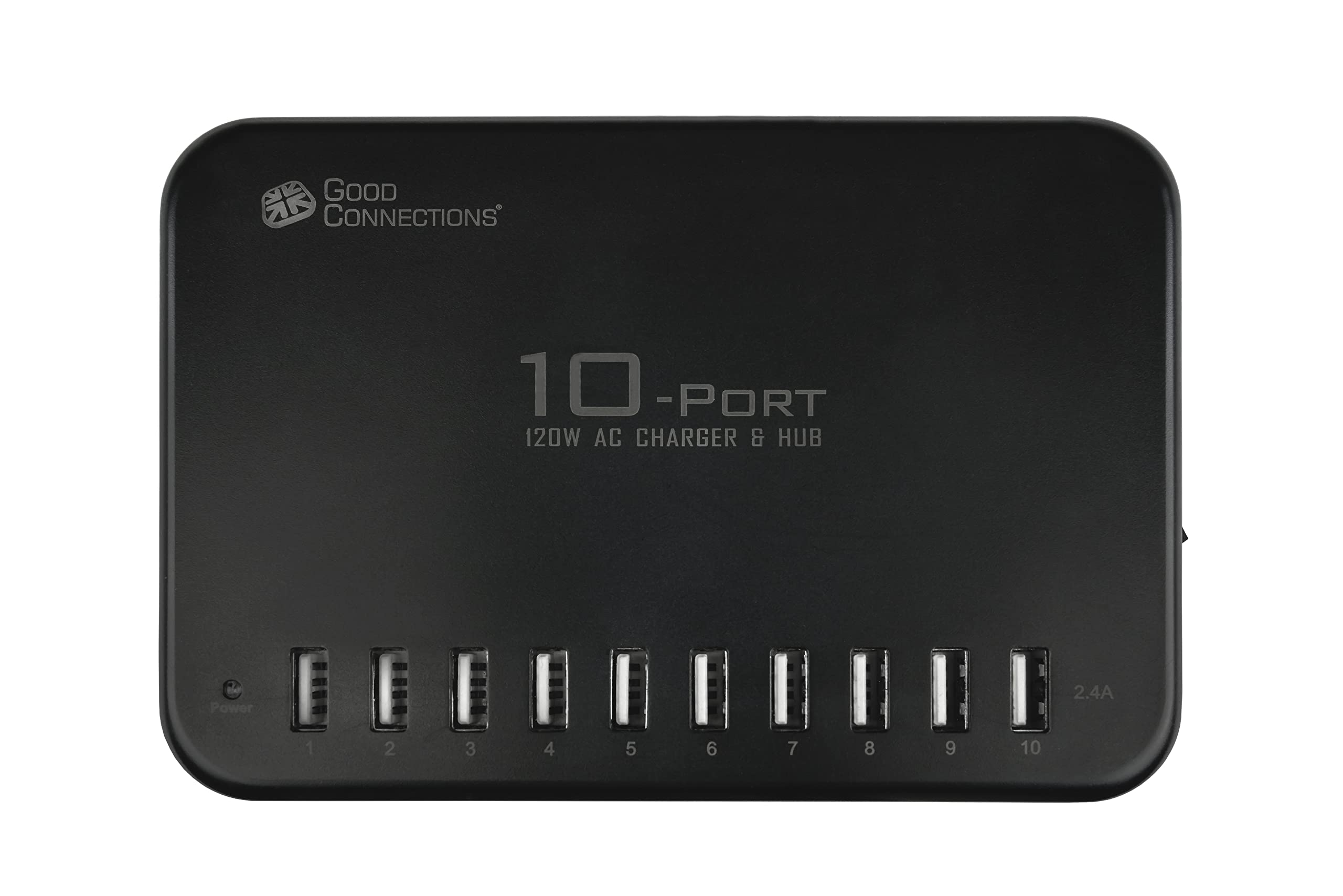 Good Connections Station de Charge Rapide USB 120 W - 10 Ports - 10 Ports USB-A - Charge de 10 tablettes/Smartphones de 12 W chacun (5 V 2,4 A) simultanément - Noir