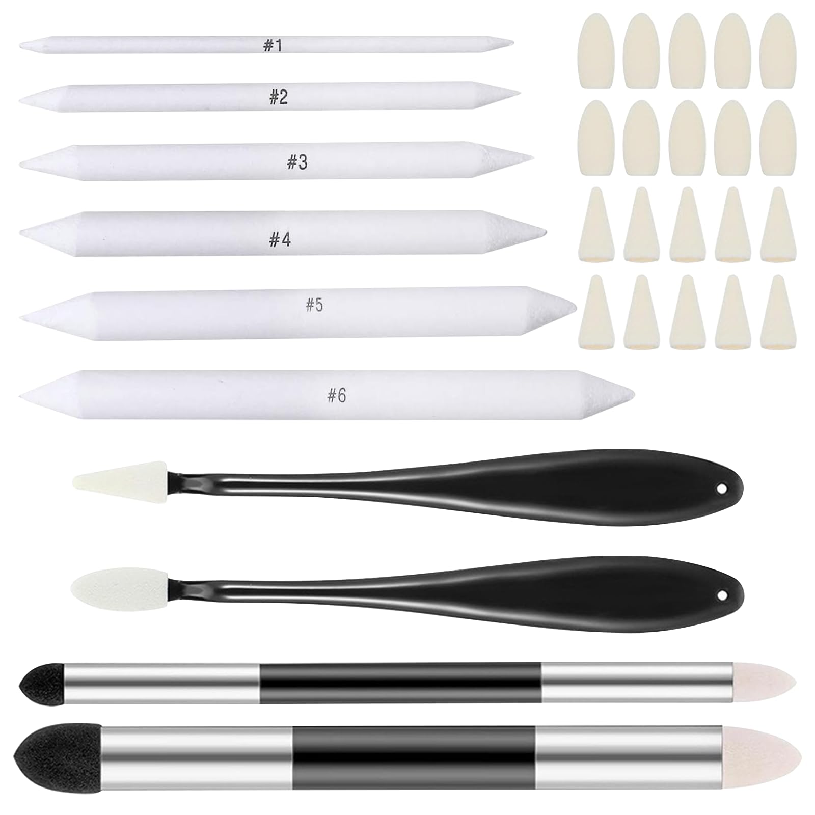 10 Piezas Difuminadores para Dibujo Difuminos y Tocones de Mezcla Doble Cabeza Bolígrafo de Esponja Esponjas para Difuminar Difumino para Artista Dibujo de Bricolaje