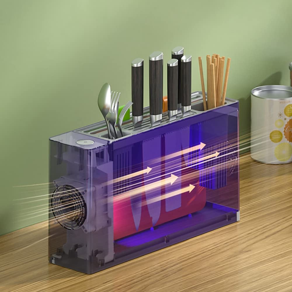 UV Desinfecting Chopstick Cuchillo Desinfección Almacenamiento Holder con Dos Tabla de Cortar Cocina -A