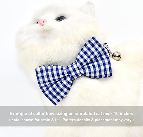 Miniatura 4 de Juego de lazo de collar de gato a cuadros azul Bufflo, pajarita de bodacumpleaños, collar para gatito