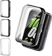 Haofun 3 Stück Hülle für Samsung Galaxy Band FIT 3 Schutzhülle mit Displayschutzfolie, TPU Ultra-dünne Anti-Fall Kratzfeste Schutz Case Displayschutz (Transparent*1 + Schwarz*2)