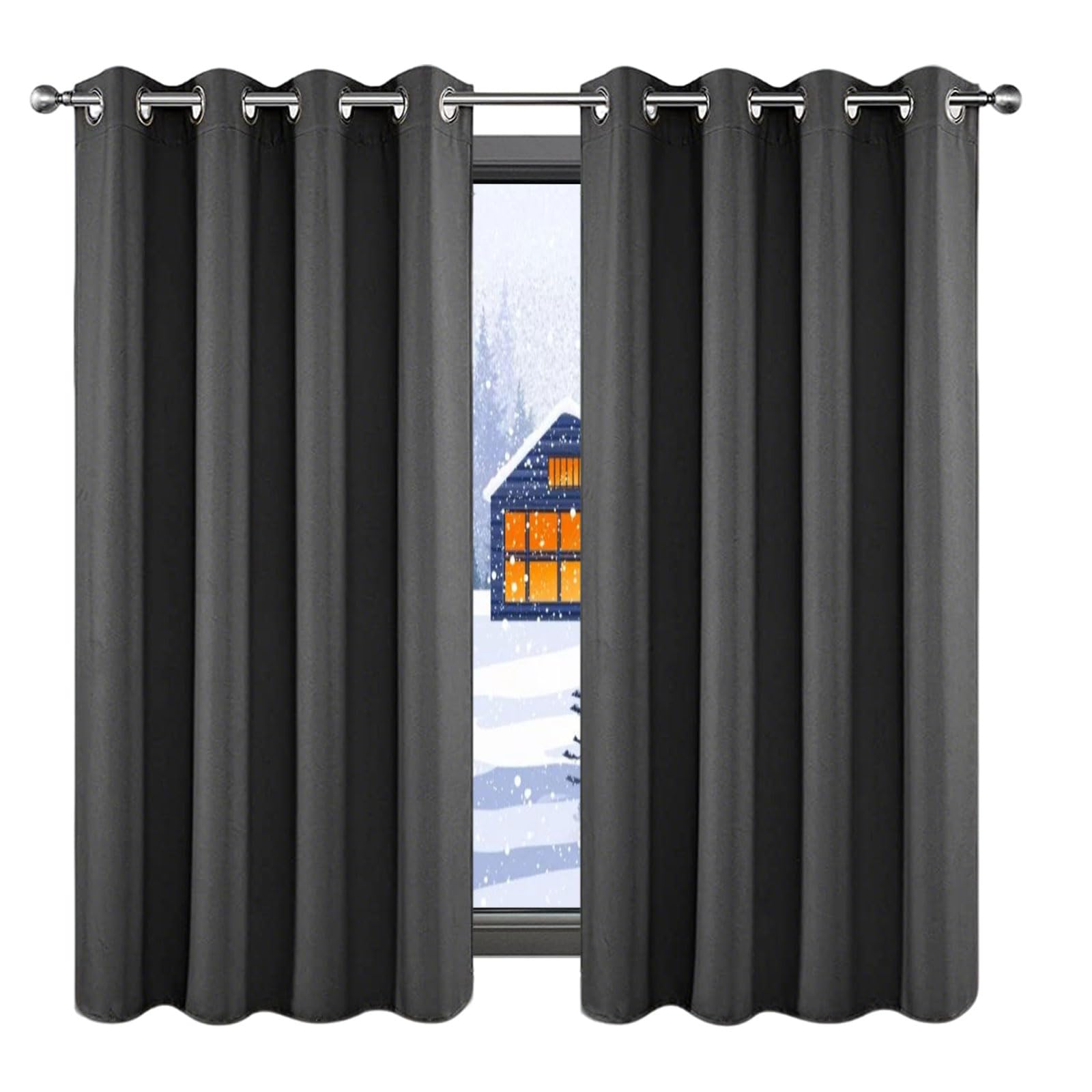 Rideau occultant thermique isolant 50 x 90 cm coupe-vent anti-froid