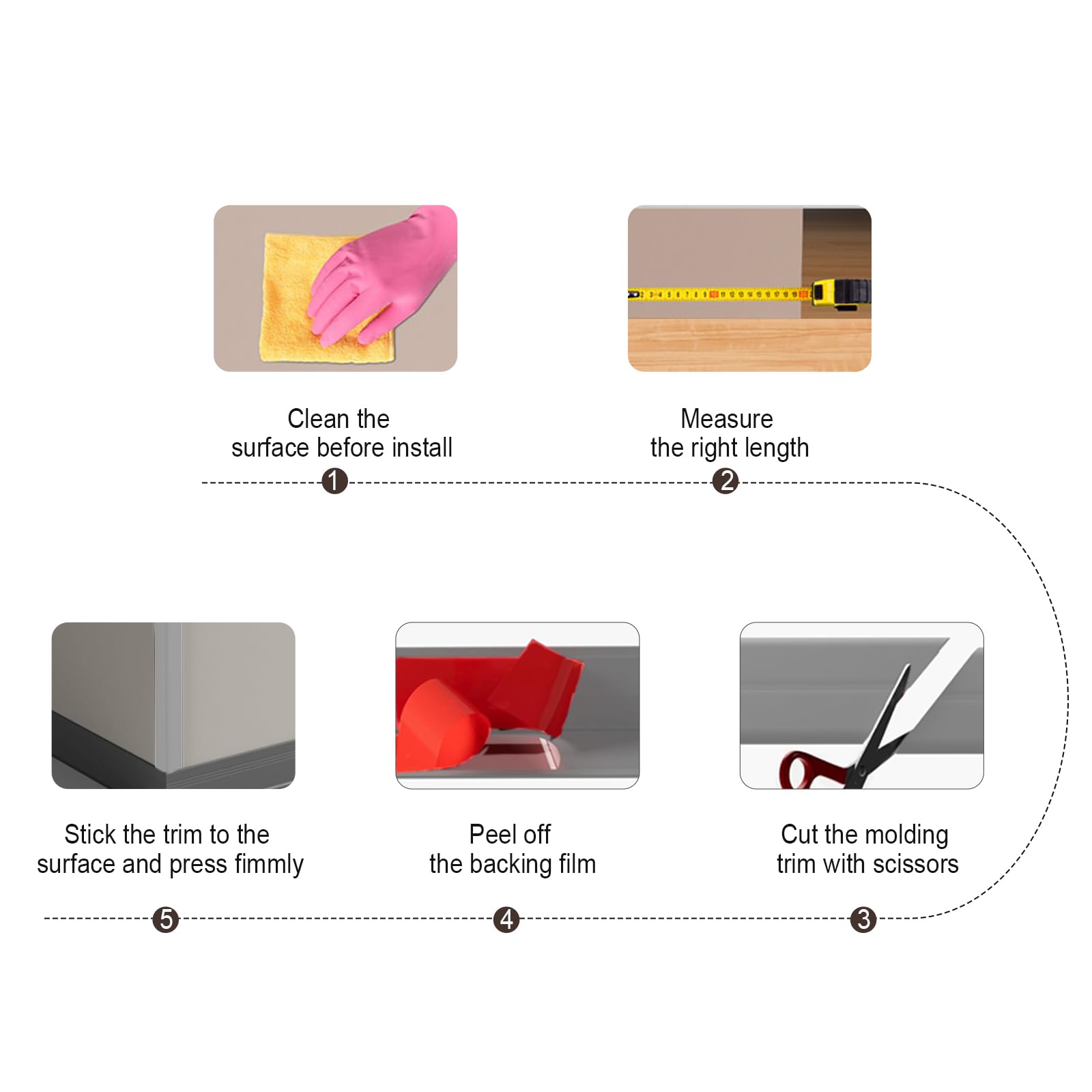 Listones de pared autoadhesivos, 2 cm x 2 cm x 12 m, listón de esquina autoadhesivo, PVC flexible de zócalo suave gris, protección de bordes autoadhesiva, listón de ángulo flexible autoadhesivo para