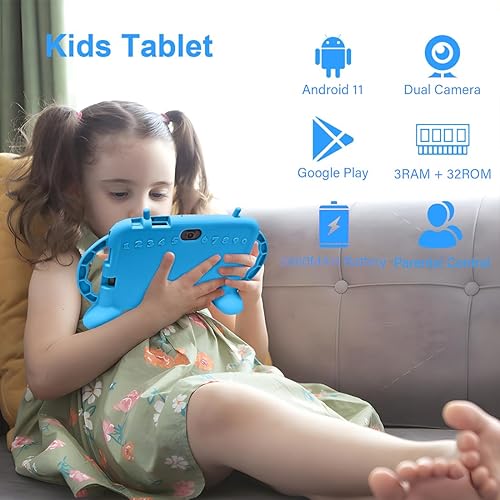 Miniatura 27 de Tablet para niños, tableta de 7 pulgadas con funda para niños de 2 a 10 años, tableta de aprendizaje educativo Android 11, 3 GB de RAM+32 GB de Verde