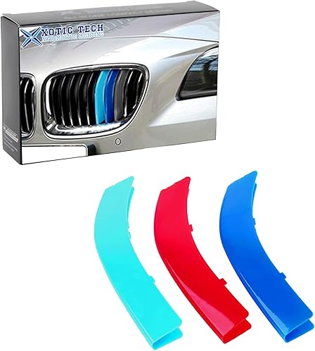 Miniatura 9 de x xotic tech Tiras icónicas de 3 colores para inserción de rejilla de riñón central, compatibles con BMW Serie 5 E60 525i 528i 530i 535i 540i 545i