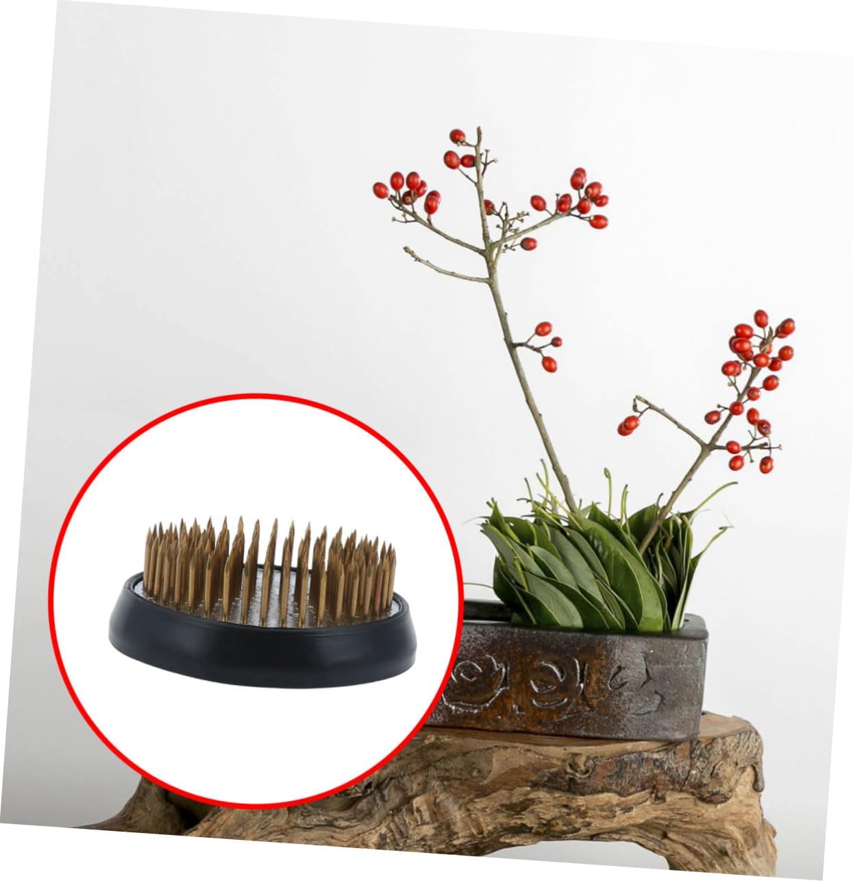 CORHAD 260g Round Copper Needle Flower Arranger with Rubber Gloves Durable Floral Holder for Easy Flower Arrangements for Floral Enthusiasts and Home Decor