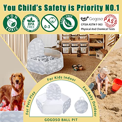 Gogoso Ball Pit For Toddlers,Babies Pop Up Play Tent Kids Ball Pits Playhouse With Basketball Hoop And Zipper Storage Bag, Popular Gifts For Boys Girls Birthday Christmas (Clouds) #TOP1
