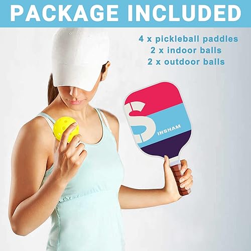 Miniatura 5 de Juego de 4 o 2 palas de pickleball de grafito, juego de pickleball con núcleo de panal de abeja, incluye 4 o 2 palas de pickleball + bolas de