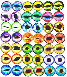 Julie Wang 100PCS/Pack Wholesale in Bulk Assorted 8mm Round Glass Dragon Eye Covered Cabochons For Doll Making and Jewelry Settings