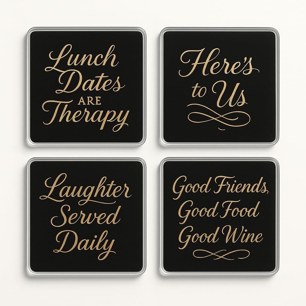 The Plum Penguin Heartfelt Gatherings Acrylic Coaster Gift Set Of 4 With Heartfelt Messages - Elegant Friendship Design For Grandma's Birthday Or Christmas