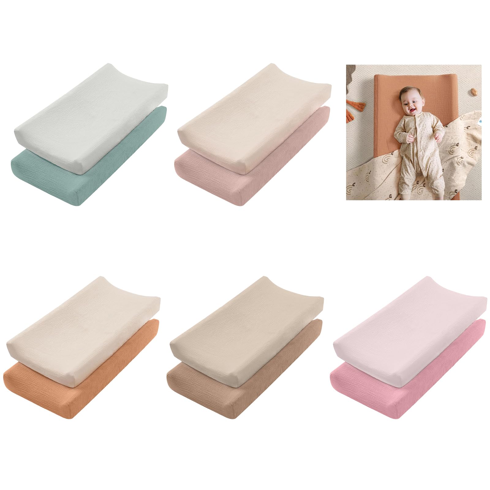 JOKOTI Set of 2pcs Cotton Bassinet Sheets for Baby Carriage Soft Comfortable Cradles Bedding Changing Table Sleeve Case