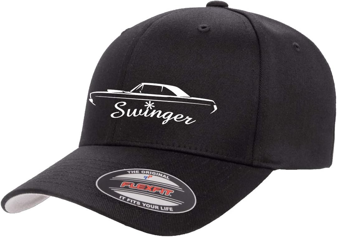 Dart Swinger Outline Design Flexfit 6277 Athletic Baseball Fitted Hat Cap