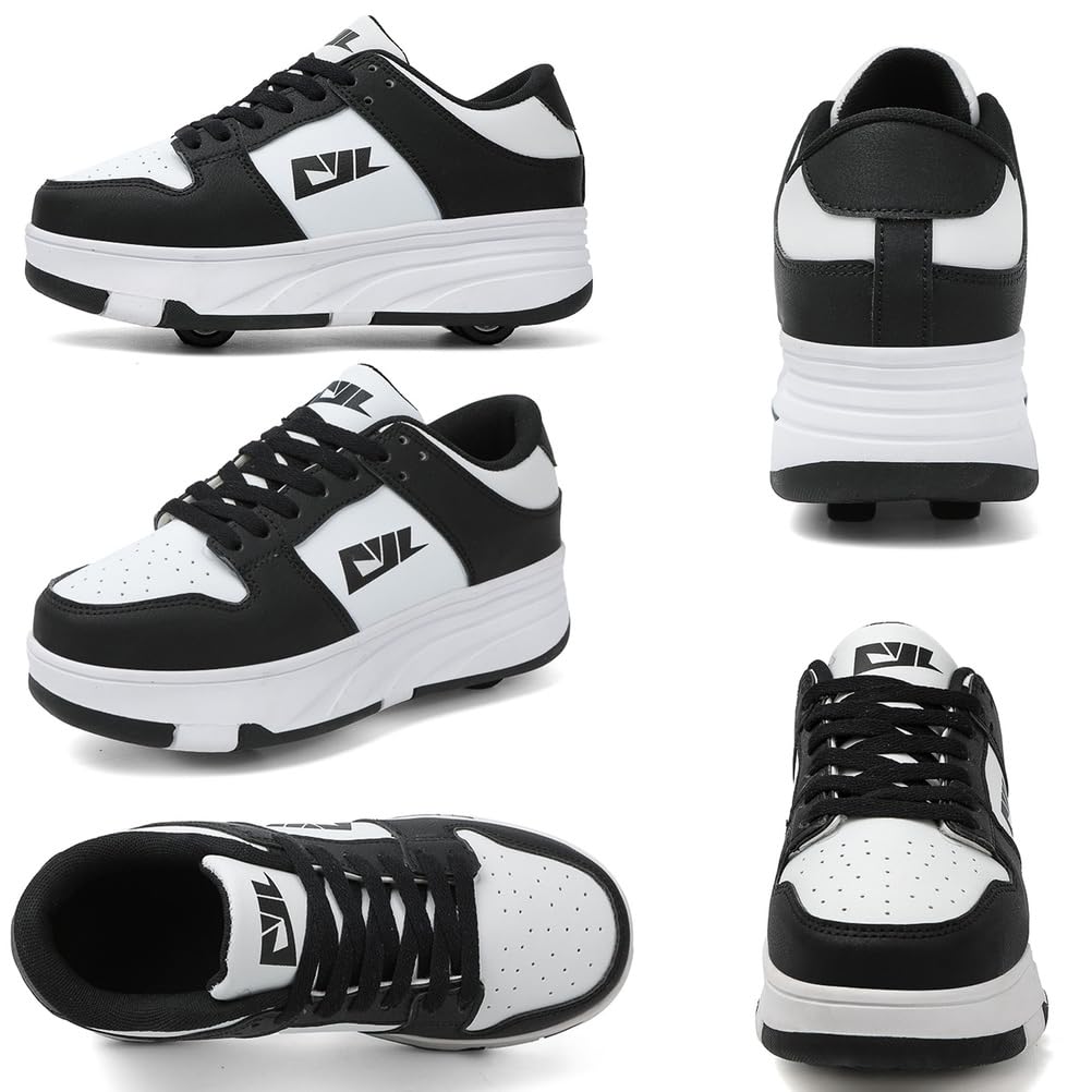 Schuhe mit Rollen für Kinder – 2-in-1 Rollschuhe und Turnschuhe für Jungen & Mädchen, verstellbare Skateboardschuhe