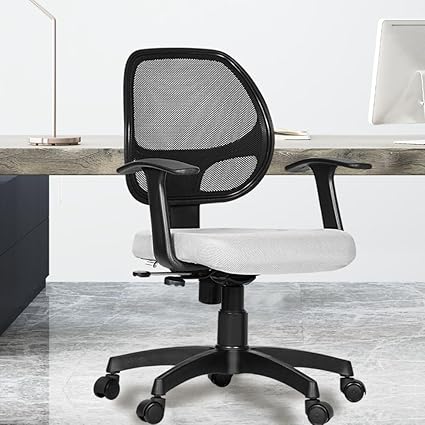 Da URBAN Airex Mid-Back Revolving Mesh Ergonomic Chair for Home & Office with Tilt Lock Mechanism, Armrest & High Comfort Seating (Grey)